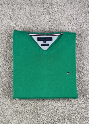 Pull fin col V manche longue 100% coton Tommy Hilfiger Homme - Taille M - Vert, marque: Tommy Hilfiger Tailored, état: Très bon état, taille: M, 20,00 €, 21,70 € Protection acheteurs (Pro) incluse