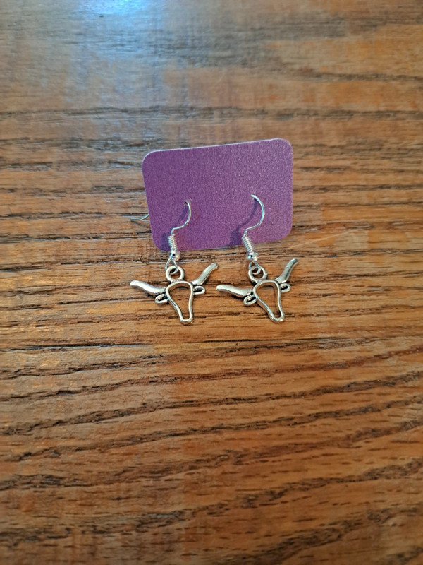 silver steer earrings new 2