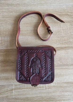 Carteira em Couro Natural com Simbolo Mão de Fátima (Hamsá), estado: Muito bom, €14.50, €15.93 inclui Proteção do Comprador