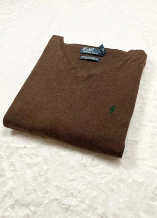 Ralph Lauren pull marron homme taille XXL coton pima col V logo vert, marca: Ralph Lauren, estado: Muito bom, tamanho: XXL, €30.00, €32.20 inclui Proteção do Comprador Pro
