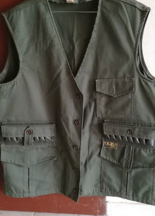 Gilet multitasche uomo, taglia XL in cotone, verde militare, état: Neuf sans étiquette, taille: XL, 12,00 €, 13,30 € Protection acheteurs incluse