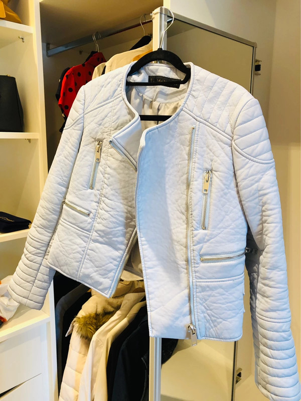 Blue leather sale jacket zara