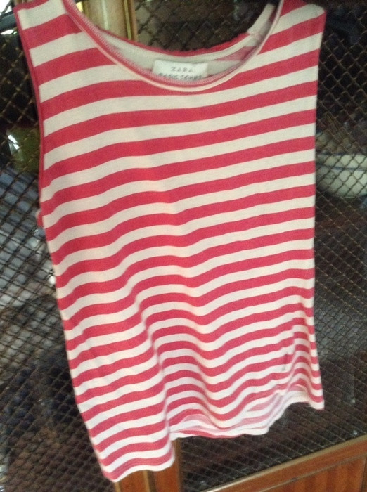 Tee-shirt rayé rouge et blanc Zara taille M 2