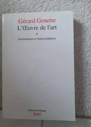 L'œuvre de l'art ; immanence et transcendance-Gerard Genette-Seuil, staat: Goed, € 5,50, € 6,48 inclusief Kopersbescherming