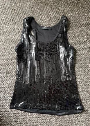 italian vintage specchio black sequin tank, brand: Specchio, condition: Very good, size: M / UK 12-14, £12.00, £13.30 includes Buyer Protection