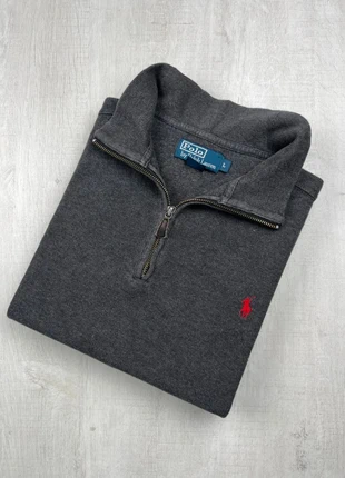 Pull col camionneur zippé Ralph Lauren gris foncé coton logo rouge brodé L homme, marque: Ralph Lauren, état: Très bon état, taille: L, 62,00 €, 65,80 € Protection acheteurs (Pro) incluse