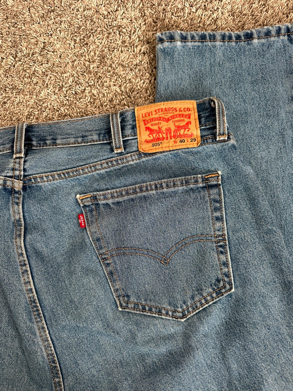 levi’s 505 denim blue jeans men’s W40 L29 100% cotton relaxed straight fit work 3