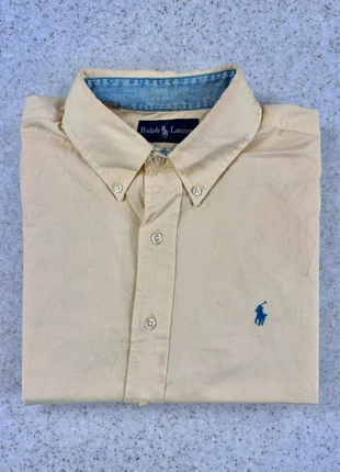 FCC422 - Chemise jaune à col Ralph Lauren logo brodé en coton manches longues L homme old money, brand: Ralph Lauren, condition: Very good, size: L, €30.00, €32.20 includes Buyer Protection Pro