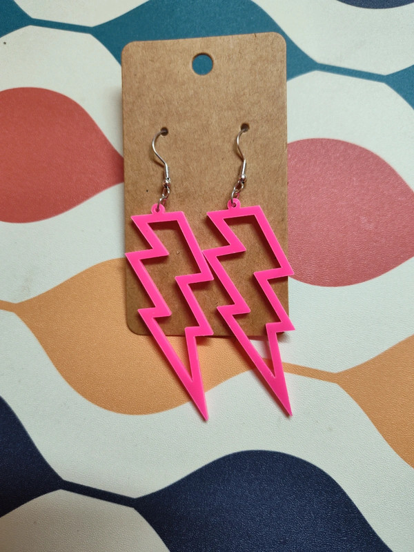 Pink Acrylic Lightning Bolt Earrings Jewelry