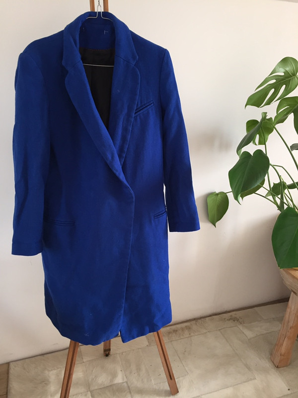 manteau bleu electrique mango