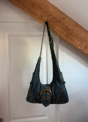 Sac en jean bleu vintage à boucle ceinture dorée – style Y2K / grunge / 2000s, marque: glowx, état: Très bon état, 24,90 €, 26,85 € Protection acheteurs incluse