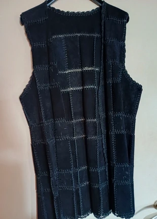 Vintage Black Patchwork Suede-Look Vest, état: Très bon état, taille: M / 38 / 10, 5,00 €, 5,95 € Protection acheteurs incluse