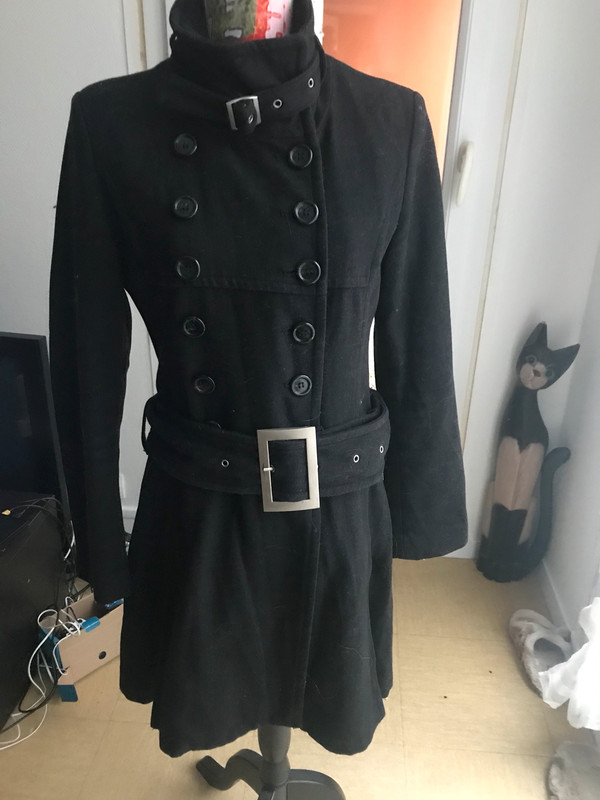 Manteau noir avec sa ceinture t 36 2