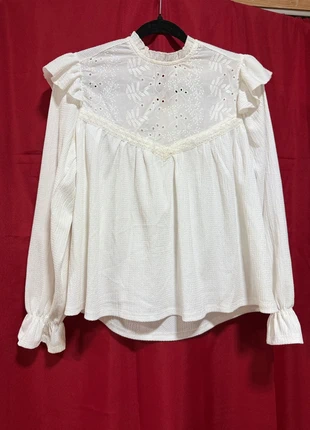Blouse tunique blanche dentelle, marke: Promod, zustand: Sehr gut, größe: M / 38 / 10, 5,00 €, 5,95 € inklusive Vinted-Käuferschutz
