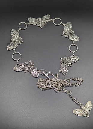 Death Moth Chain Belt Silver Pendant Goth Grunge Punk Alternative Witchy Adjustable Gift, brand: List without brand, condition: New without tags, size: Adjustable, £7.75, £8.84 includes Buyer Protection Pro