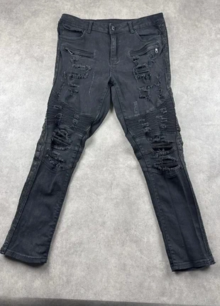 Jean noir style déchiré homme W34 L30 skinny super flex Rue 21 de soirée - PAN1554, merk: rue 21, staat: Heel goed, maat: W34 | FR 44, € 14,00, € 15,40 inclusief Kopersbescherming Pro