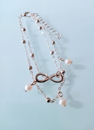 Bracelet infini argenté et blanc double rang, zustand: Sehr gut, 2,00 €, 2,80 € beinhaltet Vinted-Käuferschutz Pro