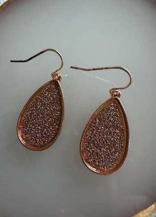 Rose Gold Glitter Drop Earrings, condition: New without tags, £3.50, £4.38 includes Buyer Protection Pro