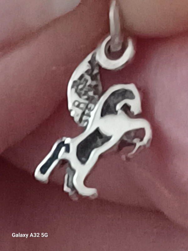 Vtg.Sterling silver " Pegasus" flying horse pendant/ charm 3