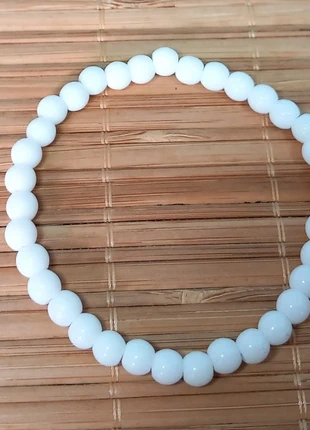 Bracelet en perles de verre polies 6 mm blanc, zustand: Neu, 1,10 €, 1,86 € beinhaltet Vinted-Käuferschutz Pro