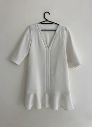Robe classe mi-longue Ba&sh blanche chic old money - XS/S, merk: Ba&sh, staat: Heel goed, maat: S / 36 / 8, € 45,00, € 47,95 inclusief Kopersbescherming