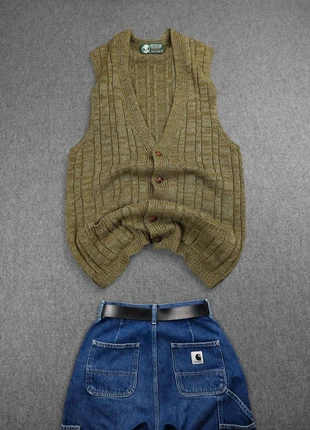 Cardigan Gilet Long sans Manches Vintage 80s Maille Chiné Vert Kaki Motifs Torsades 100% Laine (XXL), marque: Vintage Dressing, état: Très bon état, taille: XXL, 26,00 €, 28,00 € Protection acheteurs (Pro) incluse