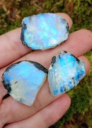 3x Pedra da Lua Arco-Íris em bruto, polida, marca: lithotherapie, estado: Novo sem etiquetas, €38.00, €40.60 inclui Proteção do Comprador