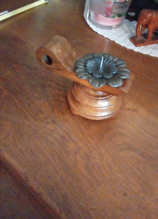 Bougeoir vintage en noyer et acier, brand: Fabrication Artisanale, condition: Very good, €5.50, €6.48 includes Buyer Protection