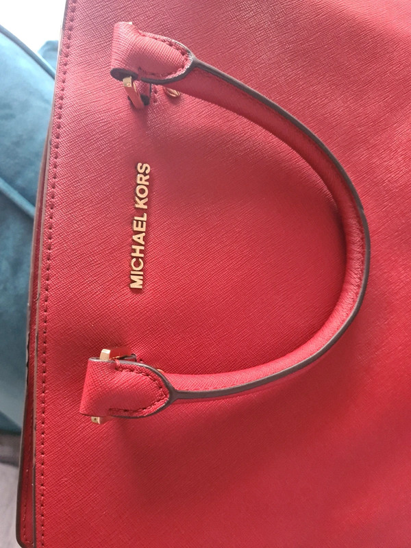 MICHAEL Michael Kors Red Saffiano Leather Large Selma Satchel MICHAEL  Michael Kors