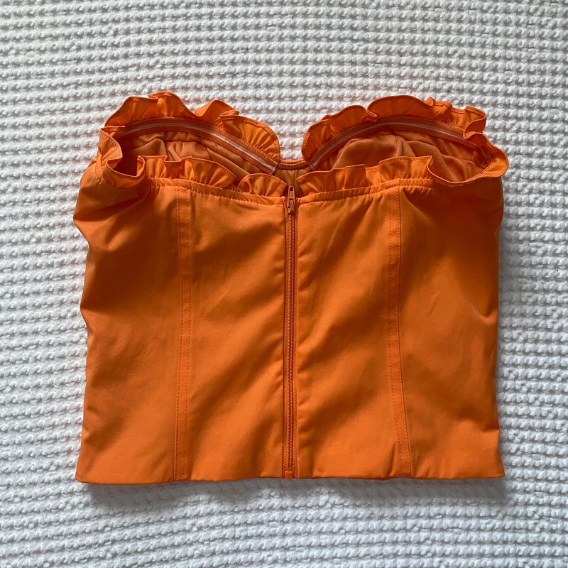 I.AM.GIA orange ruffle bustier top 2