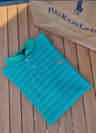 🏇 Polo Ralph Lauren vert à lignes bleues logo orange - L Homme 🏇, marque: Ralph Lauren, état: Très bon état, taille: L, 12,90 €, 14,25 € Protection acheteurs incluse
