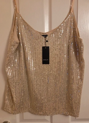brand new gold sequinned strappy top 3XL, brand: Sheilay, condition: New with tags, size: XXXL / 18, £3.50, £4.38 includes Buyer Protection