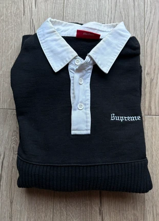Supreme Rugby Sweatshirt FW17 noir taille M col blanc 100% coton, brand: Supreme, condition: Good, size: M, €80.00, €84.70 includes Buyer Protection