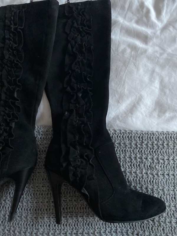 Dune black suede discount knee high boots