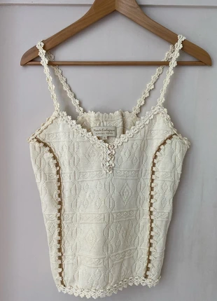 Top à bretelles, merk: Monde Ecologique, staat: Heel goed, maat: L / 40 / 12, € 5,00, € 5,95 inclusief Kopersbescherming