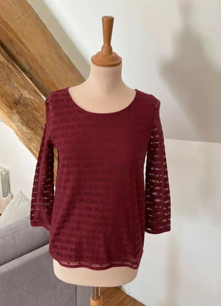 Top manches 3/4 Sézane | Bordeaux | Taille S, marque: Sézane, état: Très bon état, taille: S / 36 / 8, 15,00 €, 16,45 € Protection acheteurs incluse