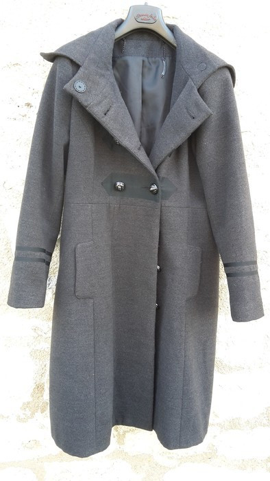 Manteau long Jacqueline Riu T42 gris et noir 1
