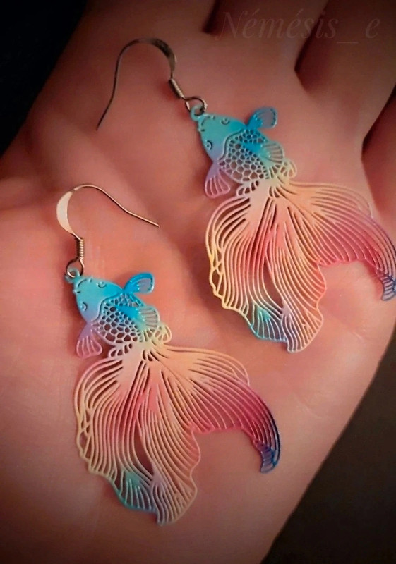 Boucles d'oreilles Poissons Japonais en Filigrane - Petit modèle 🖤 Multicolore 4