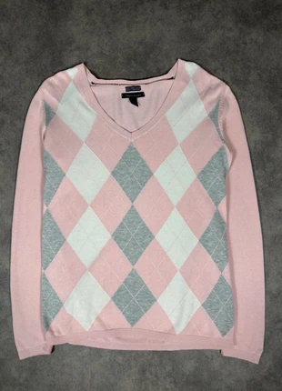 Pull En Col V Tommy Hifilger à Losanges Rose Et Gris Blanche | Logo Brodé | Taille S Femme, brand: Tommy Hilfiger, condition: Very good, size: S / 36 / 8, €18.90, €20.55 includes Buyer Protection