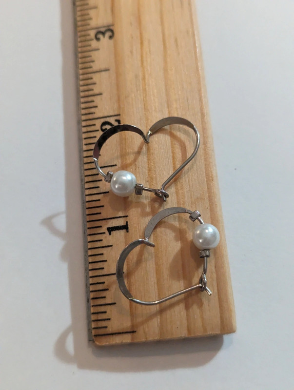 Sweet pearl heart pierced earrings 4