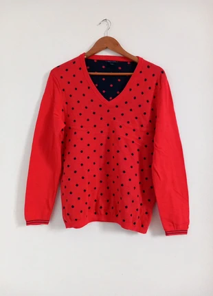 Pull Col V Tommy Hilfiger Rouge Taille L             47011025, marque: Tommy Hilfiger, état: Très bon état, taille: L / 40 / 12, 25,00 €, 26,95 € Protection acheteurs (Pro) incluse