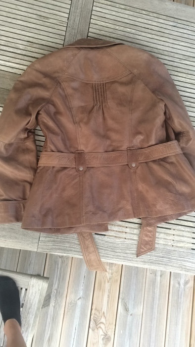 Manteau en cuir marron Promod 4
