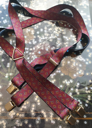 Bretelles Bordeaux Avec clips couleur dorée pour hommes, condizioni: Ottime, €2.00, €2.80 include la Protezione acquisti