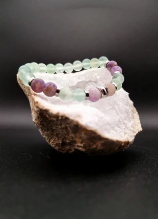 Bracelet pierres semi-précieuses Fluorine (fluorite), marca: Fait Main, estado: Novo com etiquetas, €12.00, €13.30 inclui Proteção do Comprador