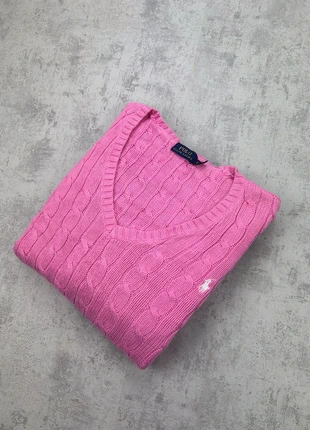 TR12. Polo Ralph Lauren Pull Torsadé Rose Logo Blanc Taille XL Femme, brand: Ralph Lauren, condition: Very good, size: L / 40 / 12, €49.90, €53.10 includes Buyer Protection Pro