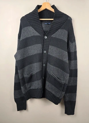 Cardigan Gap rayé gris noir homme L laine mélangée, marke: GAP, zustand: Sehr gut, größe: L, 15,00 €, 16,45 € inklusive Vinted-Käuferschutz
