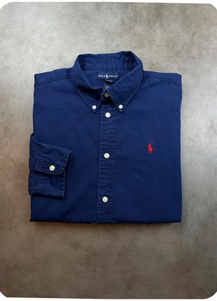 Chemise manches longues Ralph Lauren bleu marine logo rouge coton old money - S, merk: Ralph Lauren, staat: Heel goed, maat: S, € 27,00, € 29,05 inclusief Kopersbescherming Pro