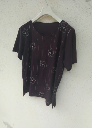 Maglia a mezze maniche con fiori , condizioni: Buone, taglia: XXXL / IT 50 / EU 46, €2.00, €2.80 include la Protezione acquisti