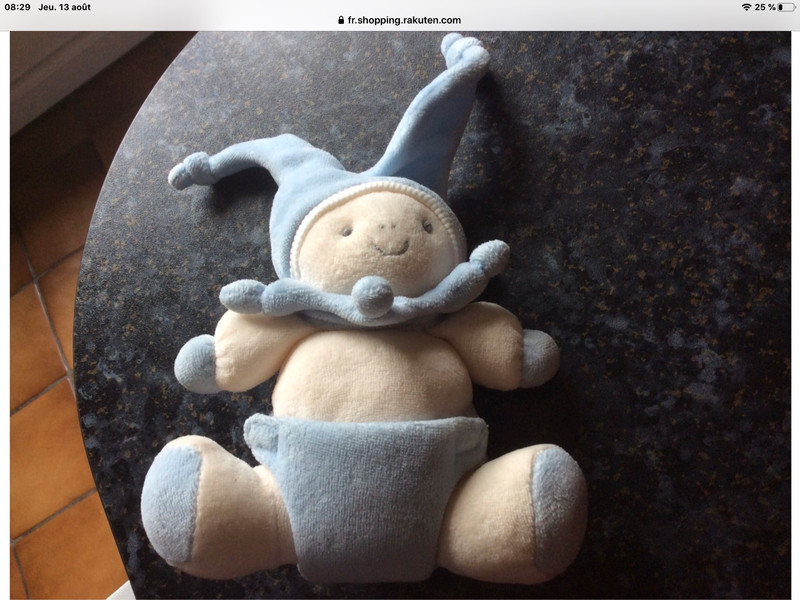 Doudou Lutin Nounours - Blanc Bleu