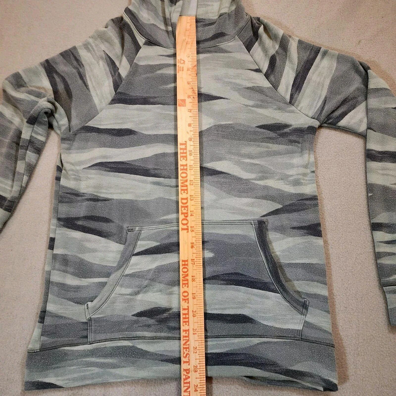 Athleta Girl Hoodie Sweatshirt Green Gray Stripes Sage Camo Xl/14 Thumbholes 4